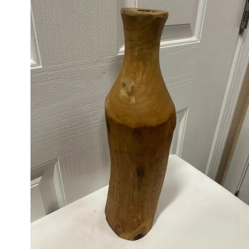 Hand Carved Wood Vessel Approx 15” Organic Modern Rustic Sculpture Decor